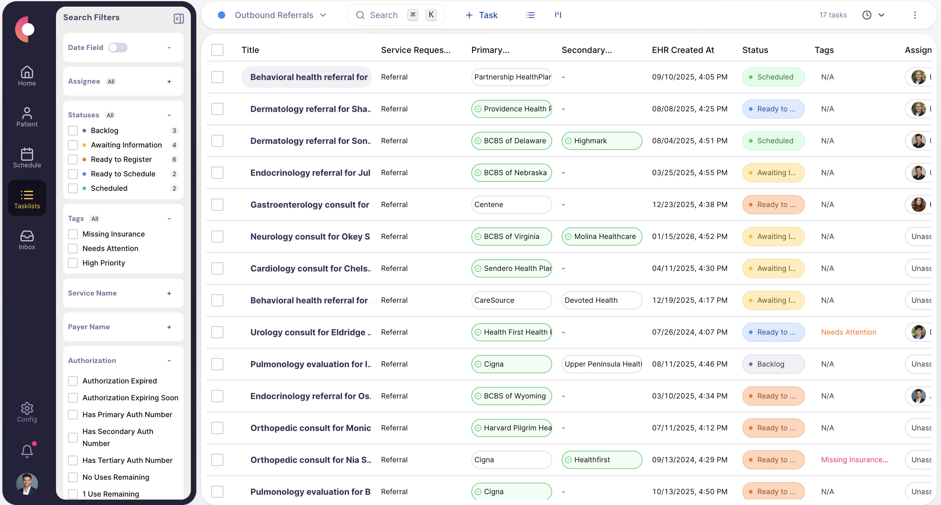 Referral queue view screenshot