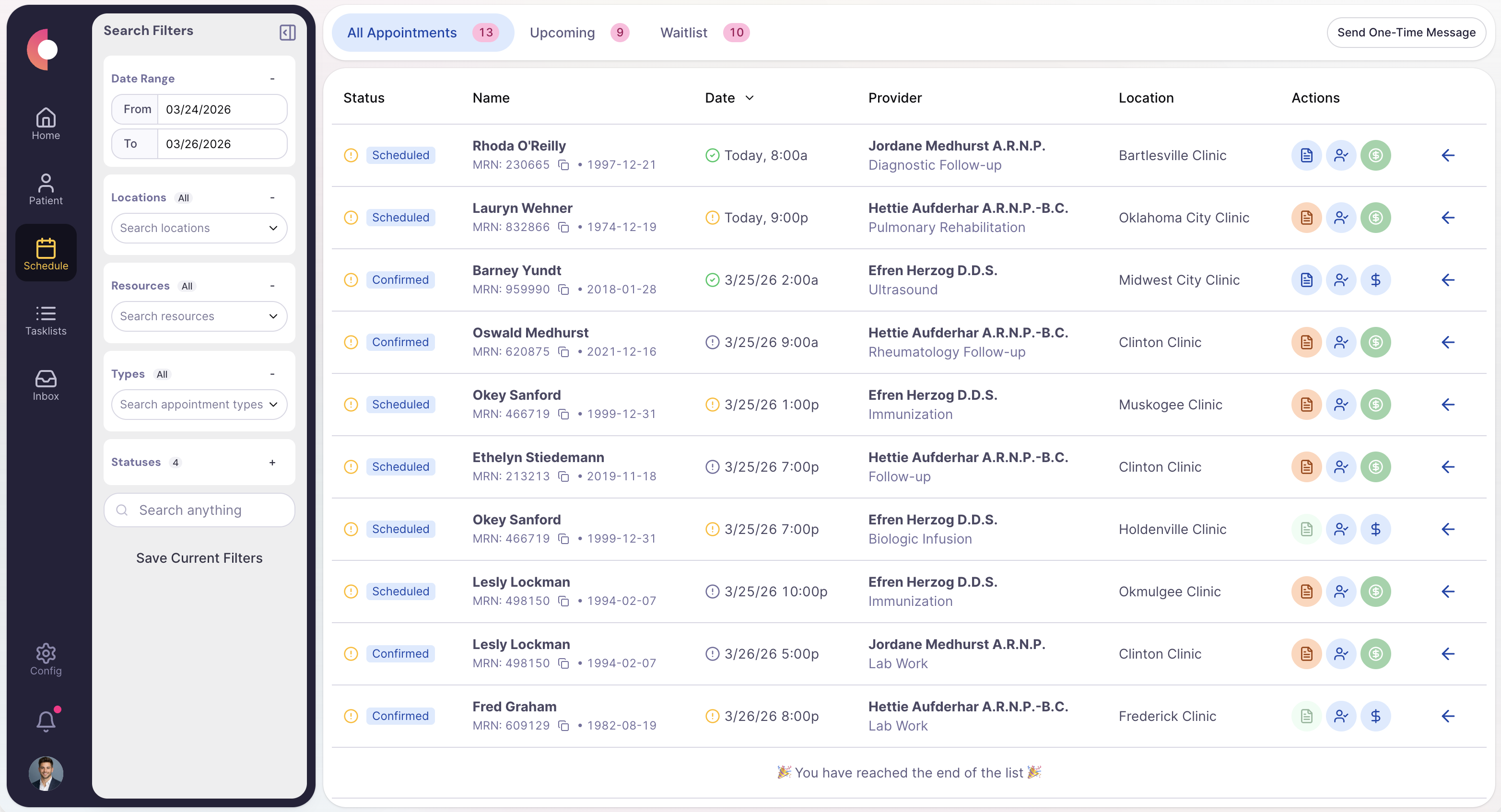 Schedule & Patient Outreach screenshot